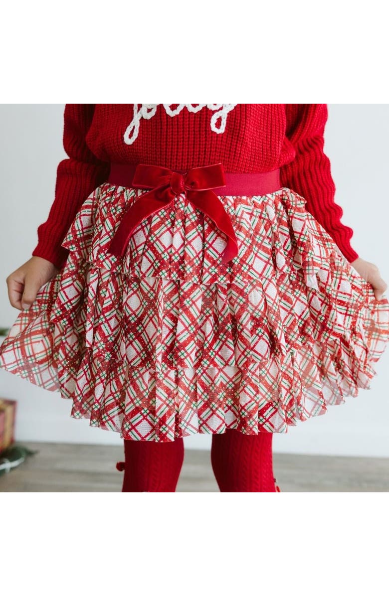 Sweet Wink Christmas Plaid Bow Tiered Tutu, Alternate, color, Red