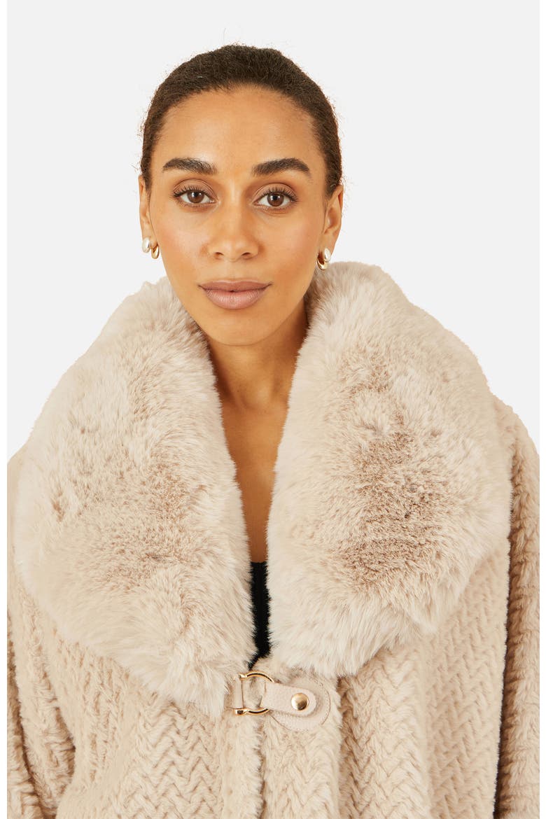 Textured Faux Fur Lined Cape, Alternate, color, Beige