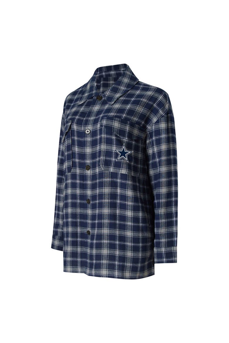 Women's Concepts Sport Navy Dallas Cowboys Arctic Boyfriend Flannel Nightshirt, Main, color, Navy