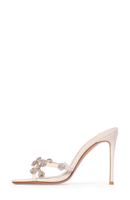 Black Suede Studio Summer Crystal Crisscross Slide Sandals In Coconut Leather