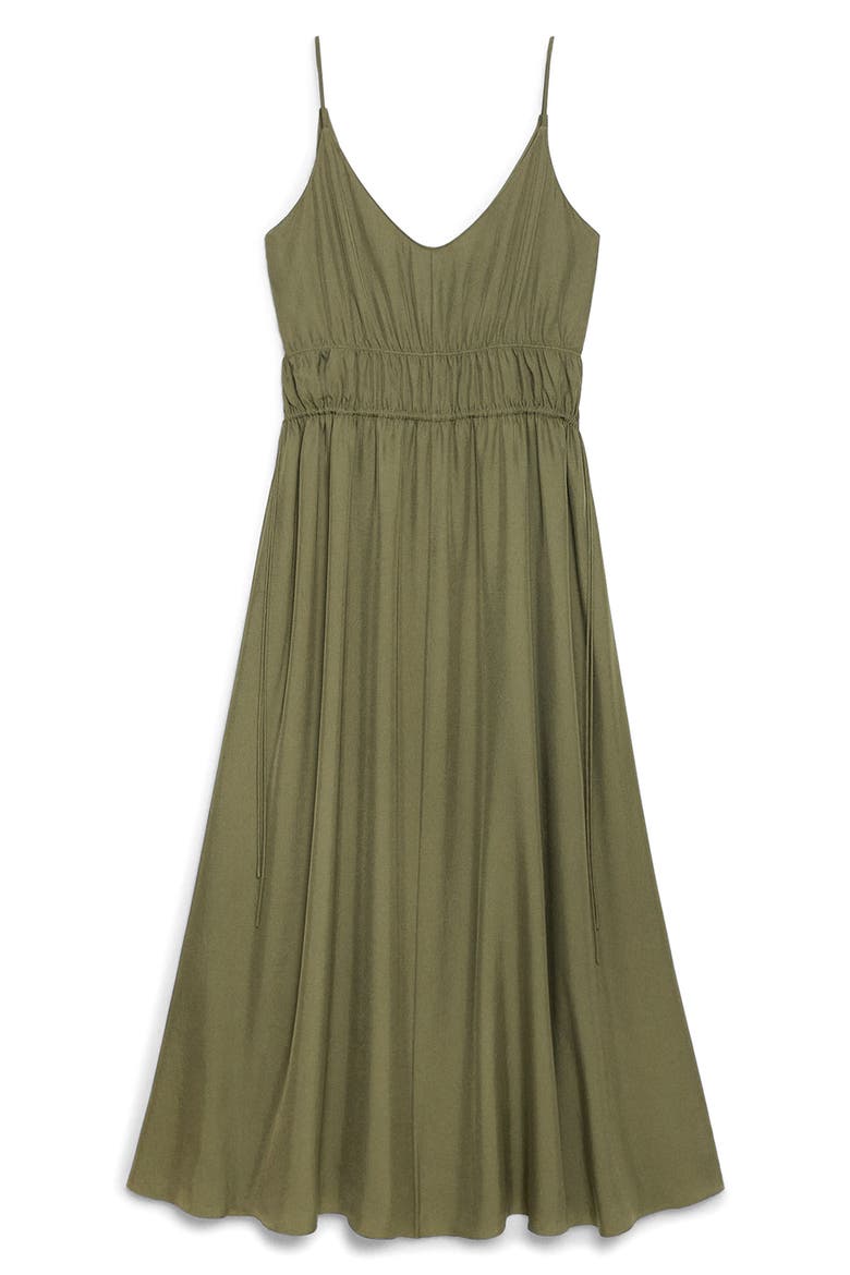 Smocked Sleeveless Midi Dress, Alternate, color, FOREST MOSS