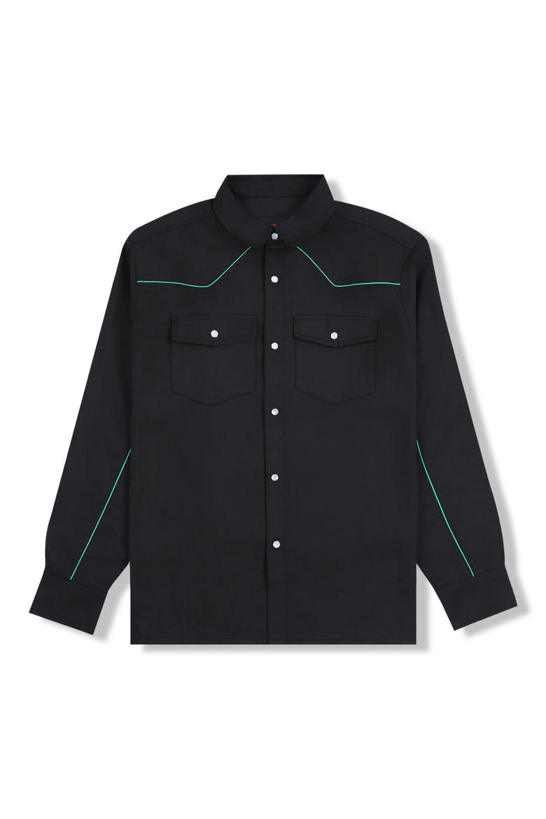 Nylon Wester Snap-Up Shirt, Alternate, color, BLACK