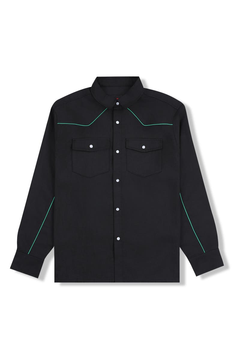 PLEASURES Nylon Wester Snap-Up Shirt, Alternate, color, Black