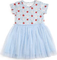 Sweet Wink Apple Gingham Short Sleeve Tutu Dress