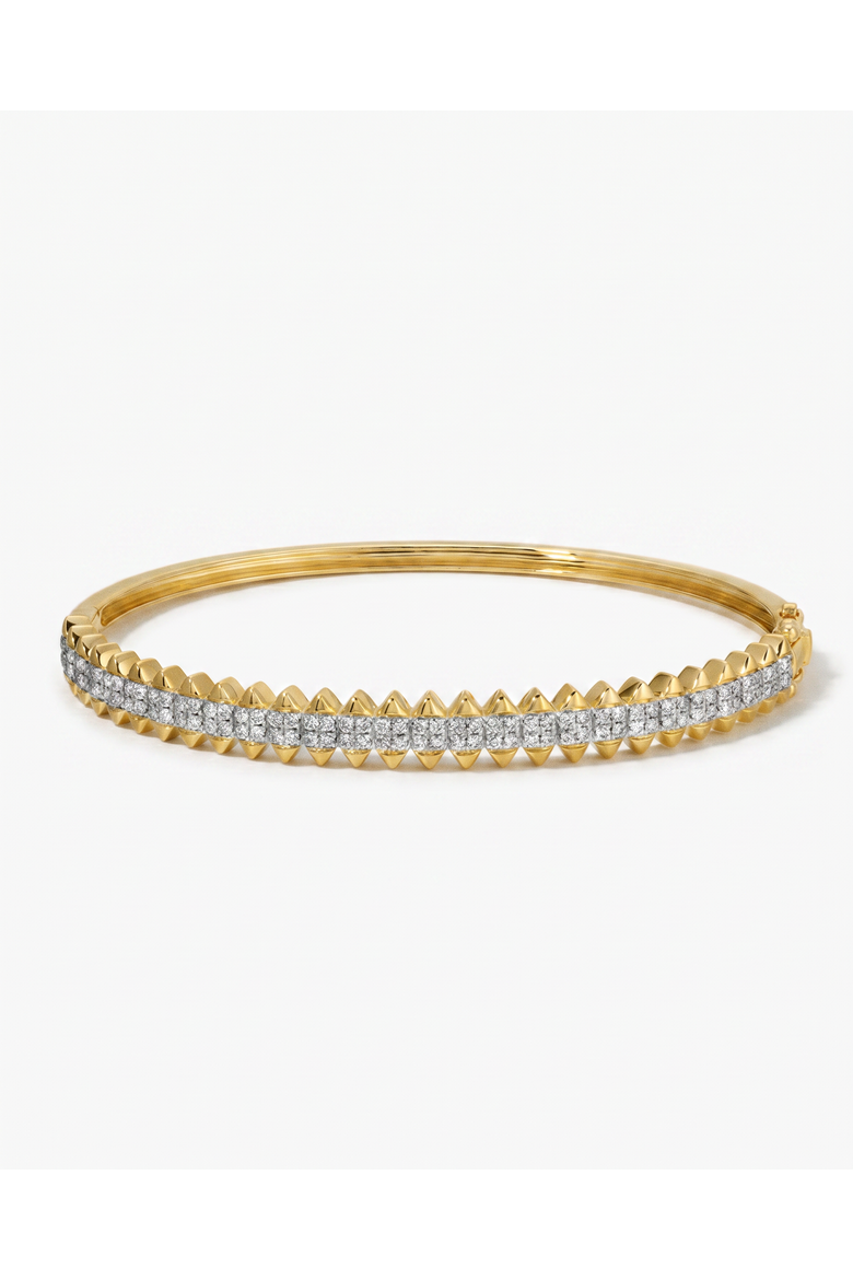 Pave Double Row Spike Bangle Bracelet 14K, Main, color, 14K Gold