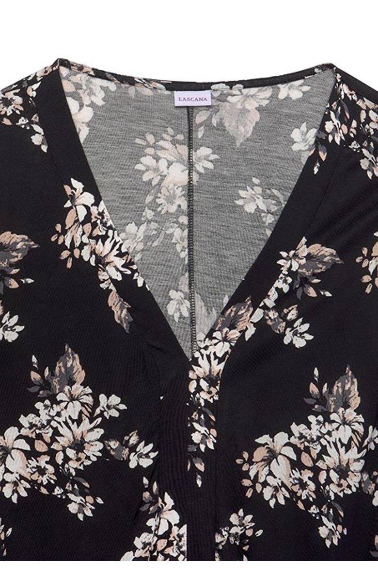 LASCANA Women's Printed Long Sleeve Top, Alternate, color, Black & White