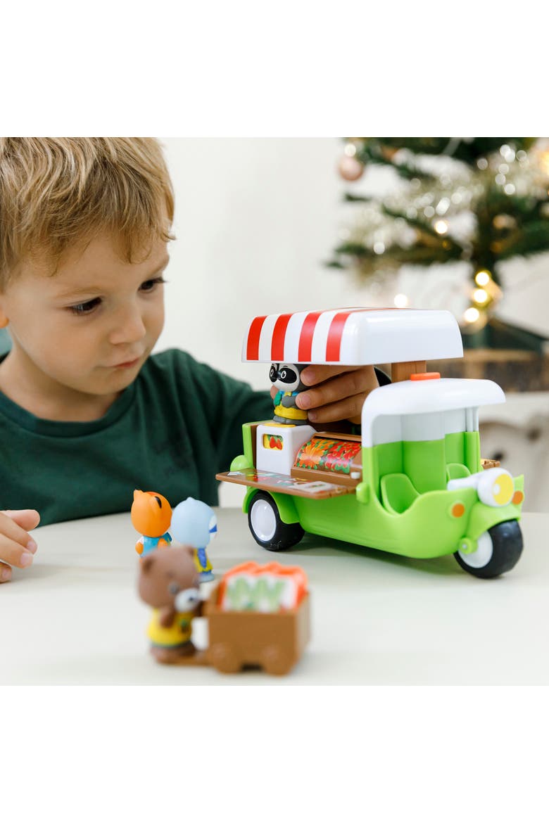 Food Truck 6 Piece Vehicle Playset, Raccoon Figure, Popup Roof, Alternate, color, Multicolored