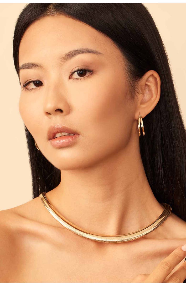 Oradina 14K Yellow Gold Hudson Hoops, Alternate, color, Yellow Gold