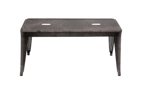 Farmhouse Metal Entryway Bench, Galvanized Finish