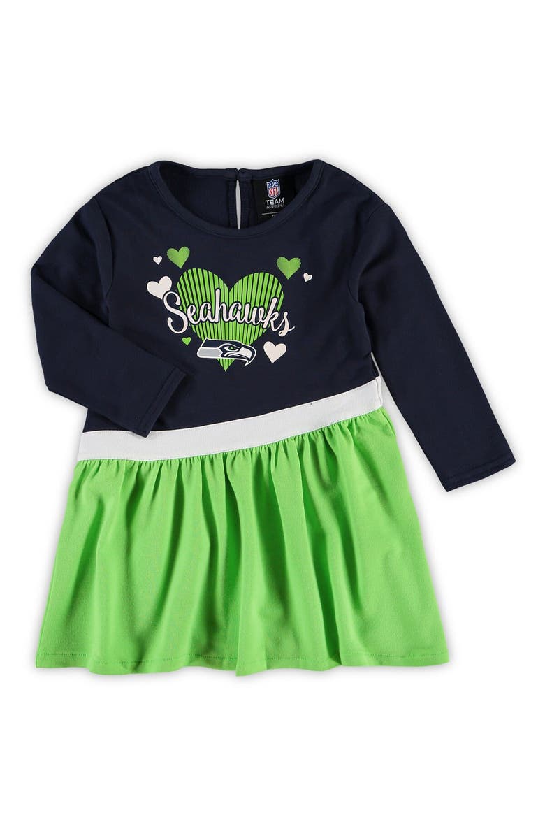 Outerstuff Girls Preschool College Navy Seattle Seahawks All Hearts Jersey Tri-Blend Dress, Main, color,