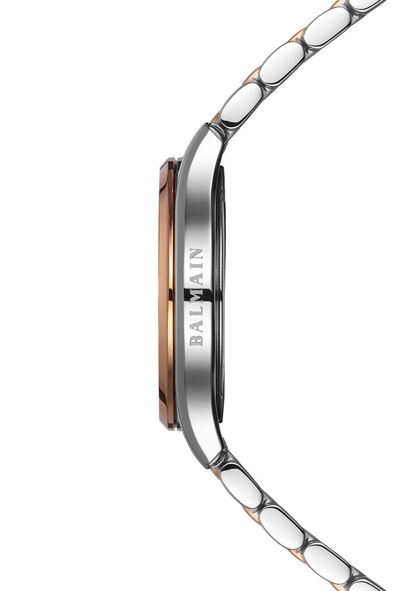 Beleganza Diamond & Mother-of-Pearl Bracelet Watch, 27.5mm, Alternate, color, TWO TONE STEEL ROSE PVD