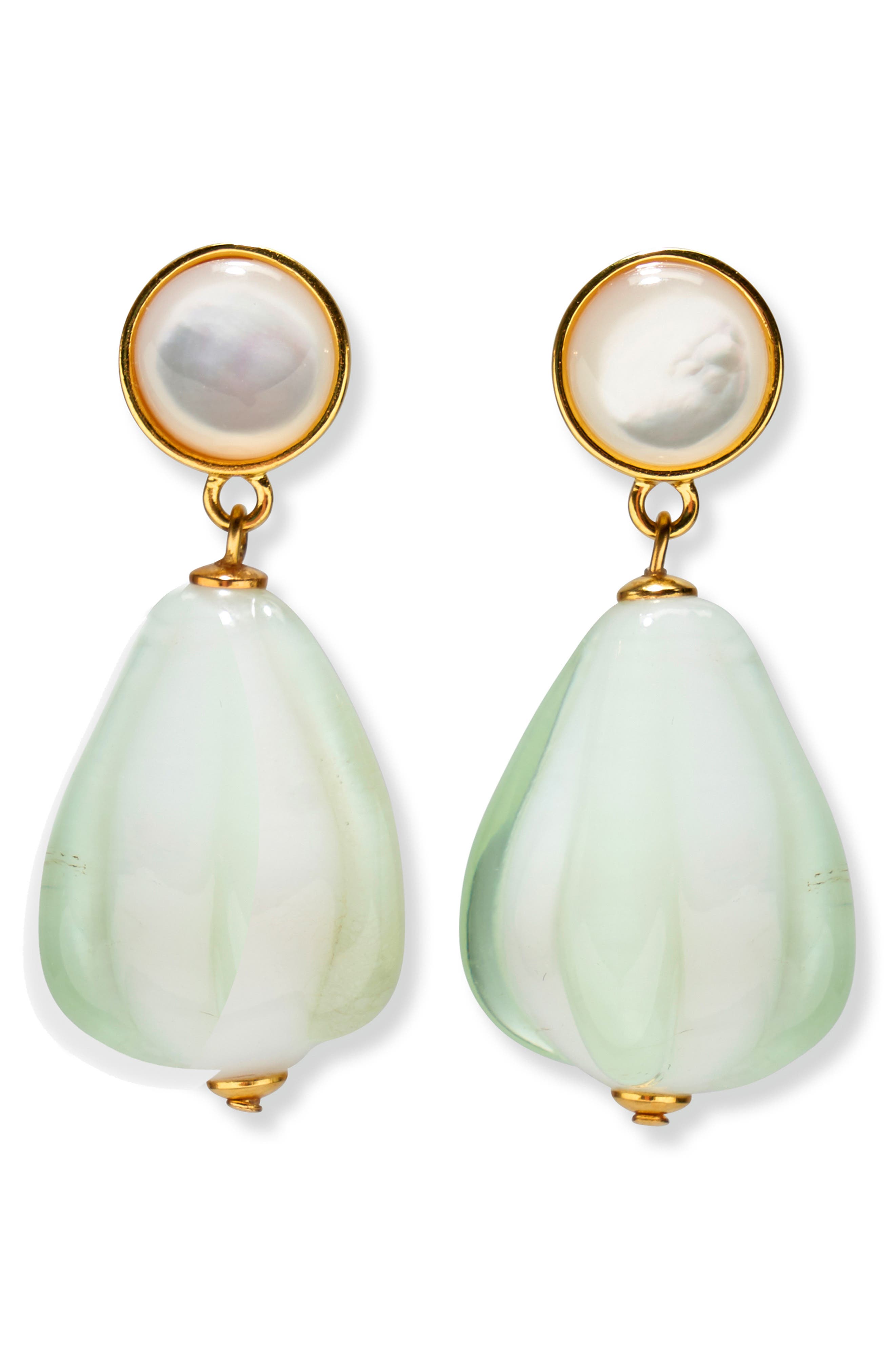 Lizzie Fortunato Sea Bean Drop Earrings in Mint 