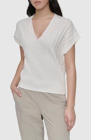 DKNY Rib Short Sleeve Sweater