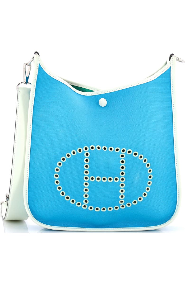 Pre-Owned Hermes Neo Evelyne Bag Toile and Leather PM, Main, color, Bleu Azteque