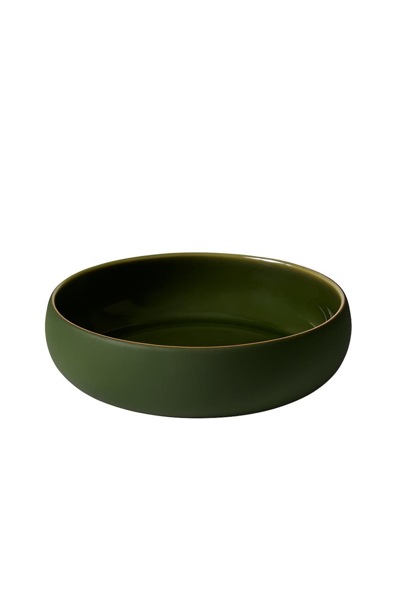 Gharyan Stoneware Shallow Serving Bowl, Main, color, Matte Green/Shiny Green