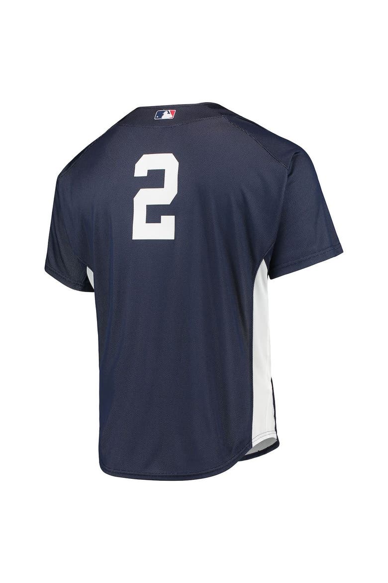 Men's Mitchell & Ness Derek Jeter Navy New York Yankees Cooperstown Collection Mesh Batting Practice Button-Up Jersey, Alternate, color, Navy