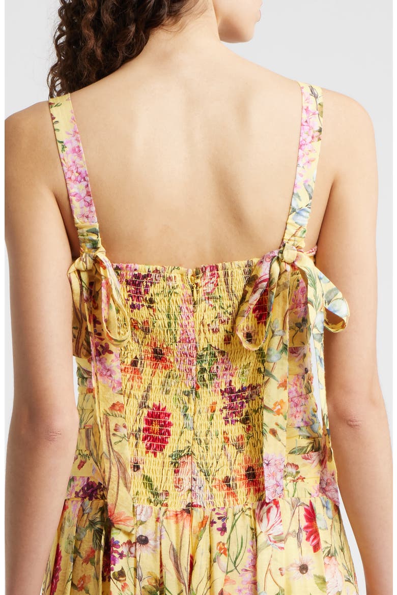 Pleated Floral Print Sleeveless Gown, Alternate, color, YELLOW MULTI