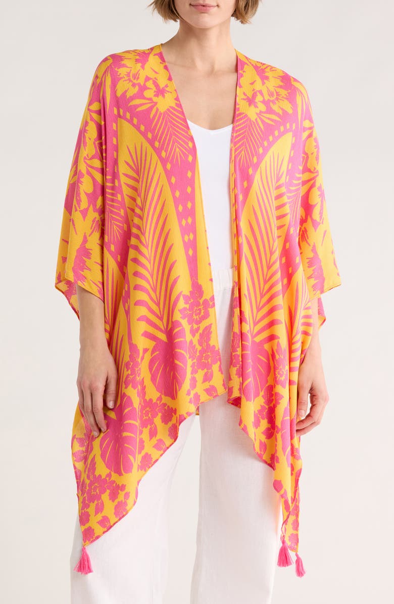 Vince Camuto Tropical Print Duster, Main, color, Pink Lemonade