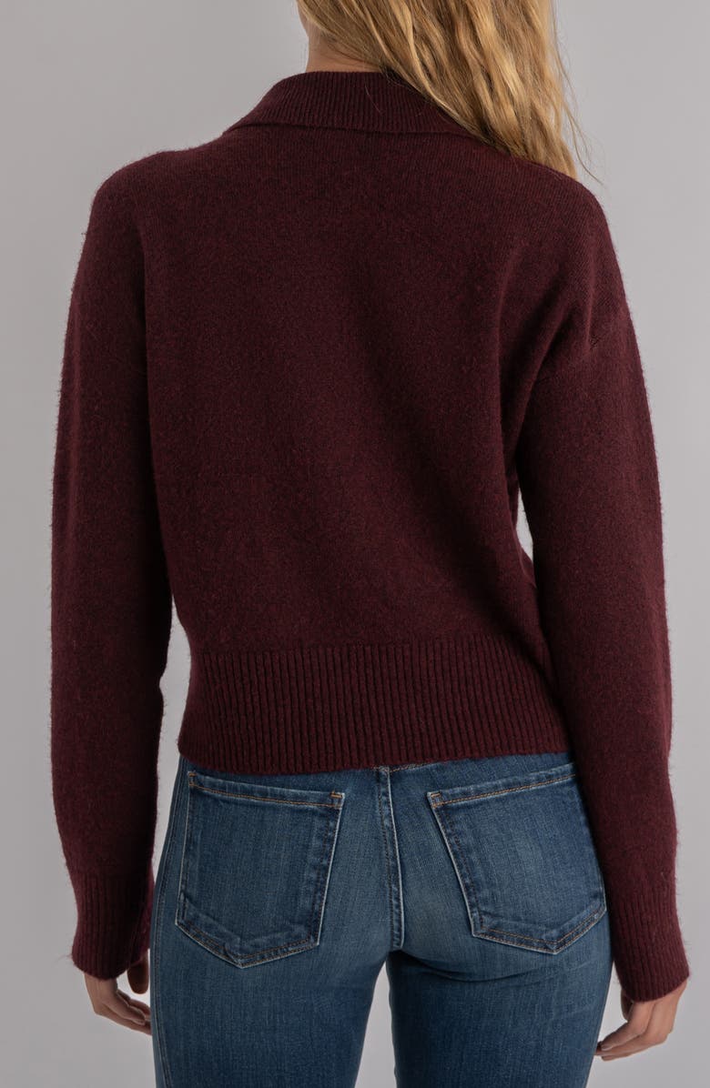 KUT from the Kloth Lilia Boxy Half Button Sweater, Alternate, color, Raisin
