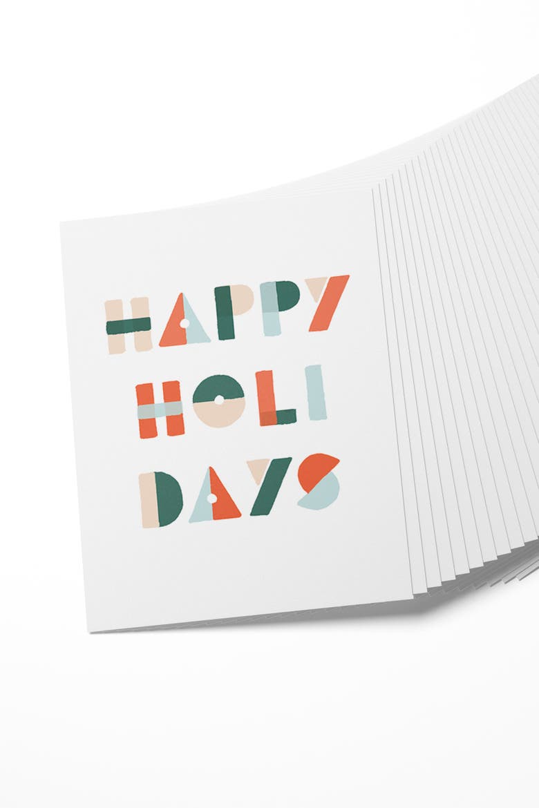 Holiday Shapes Card Boxed Set of 8 Cards, Alternate, color, Red Envelopes