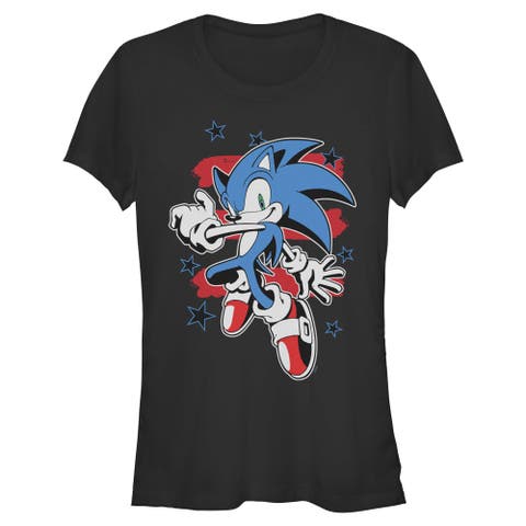 Juniors Sonic the Hedgehog Stars and Stripes Pose T Shirt