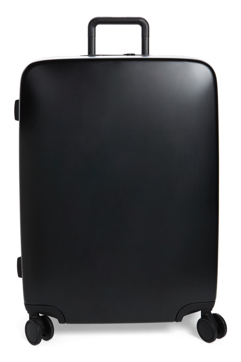 The A28 28-Inch Charging Wheeled Suitcase, Main, color, BLACK MATTE