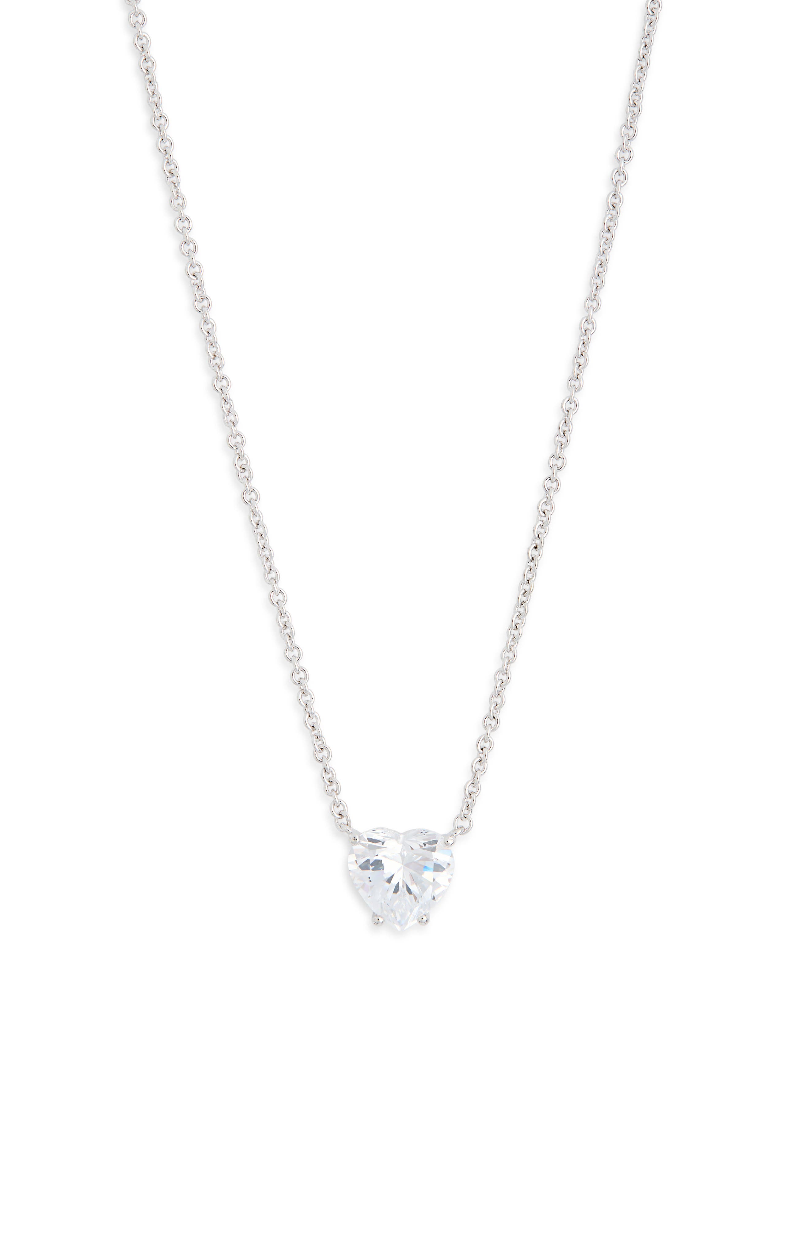 Nadri Modern Love Cubic Zirconia Heart Pendant Necklace