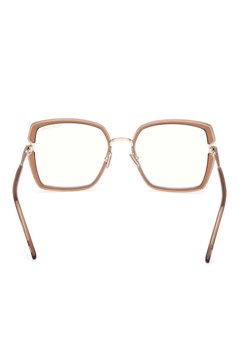55mm Square Blue Light Blocking Optical Glasses, Alternate, color, CHAMPAGNE ROSE GOLD / T LOGO