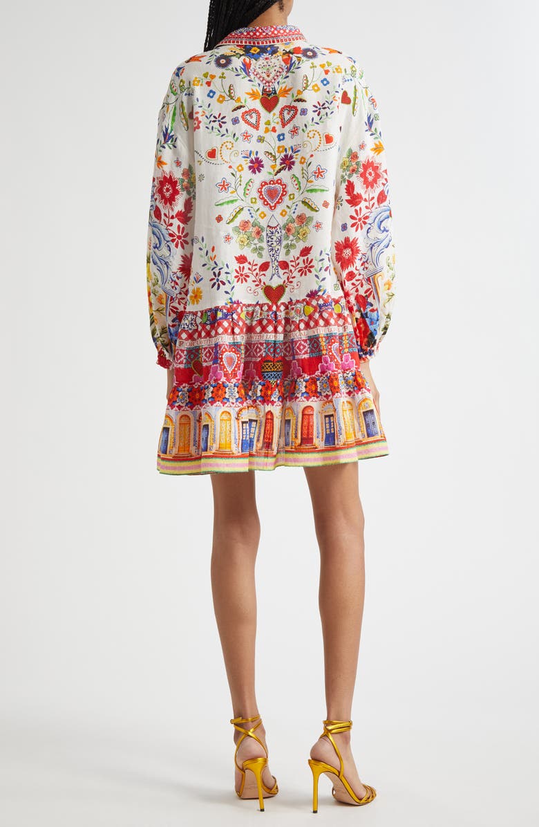 Camilla Tiered Long Sleeve Linen Shirtdress, Alternate, color, Faith Luck Justice