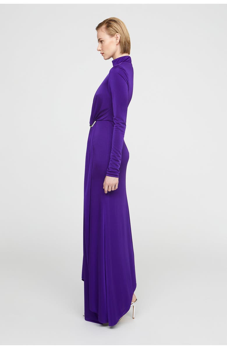 HALSTON Mya Long Sleeve Jersey Dress, Alternate, color, Blue Violet