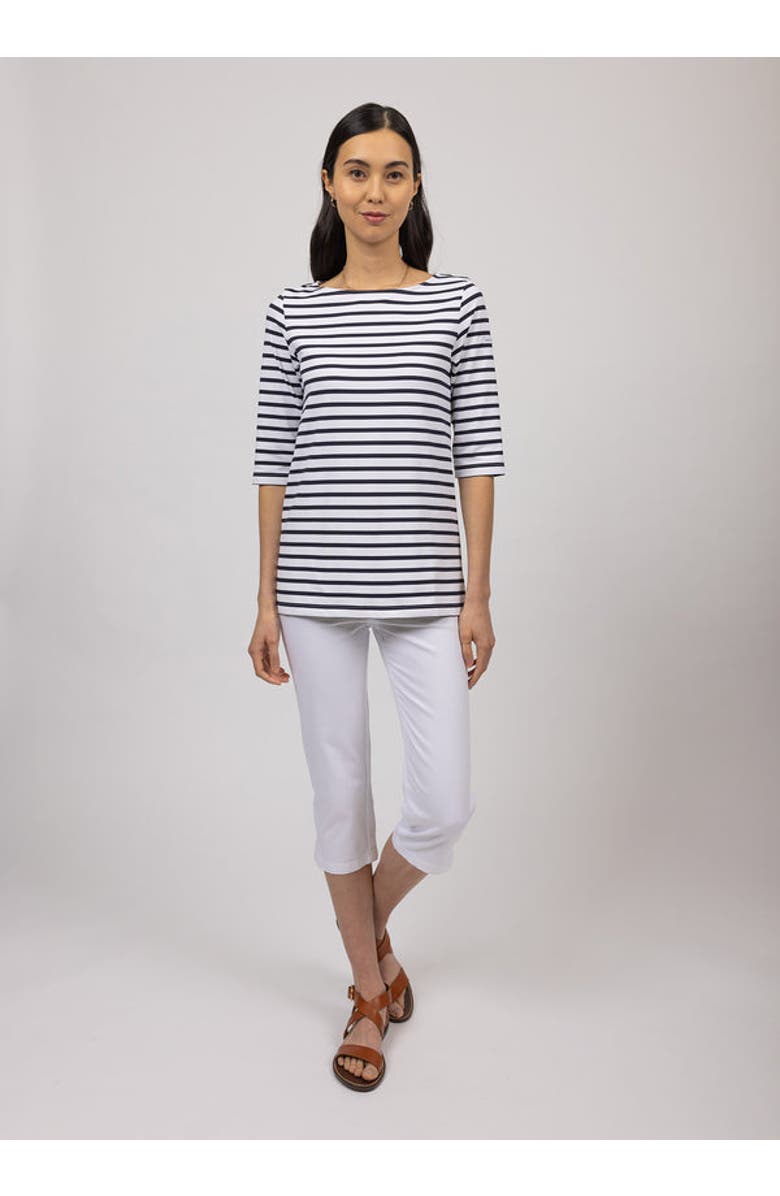 Saint James PHARE - Boat Neck Striped UV Fabric Tunic with Slits, Alternate, color, White/Navy