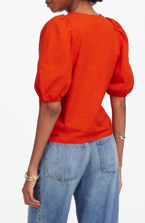 Shop Madewell Puff Sleeve Cotton T-shirt In Bright Flame