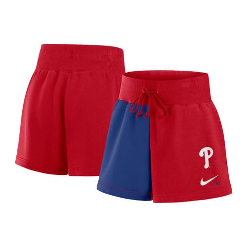 Nike Red/royal Philadelphia Phillies Color-block Phoenix Fleece Lounge Shorts