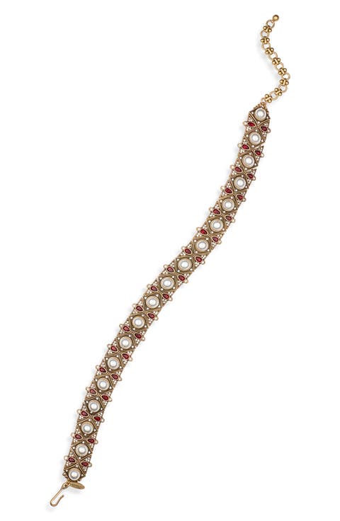 Faux Ruby & Faux Pearl Choker Statement Necklace