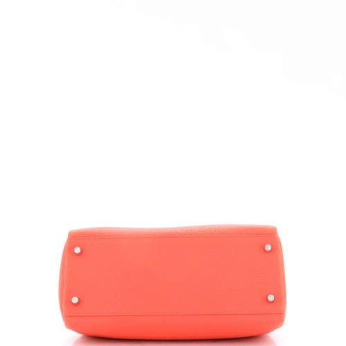 Pre-owned Hermes  Hermes Kelly Handbag Red Clemence With Palladium Hardware 28 In Red
