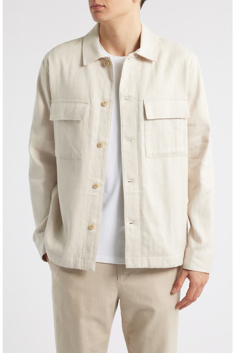 Linen & Cotton Button-Up Shirt Jacket, Main, color, NATURAL