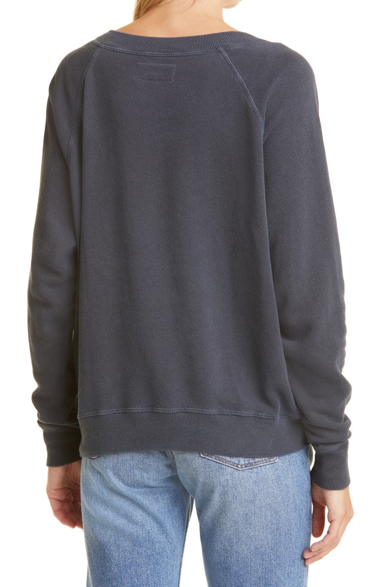 THE GREAT. The V-Neck Cotton Sweatshirt, Alternate, color, 