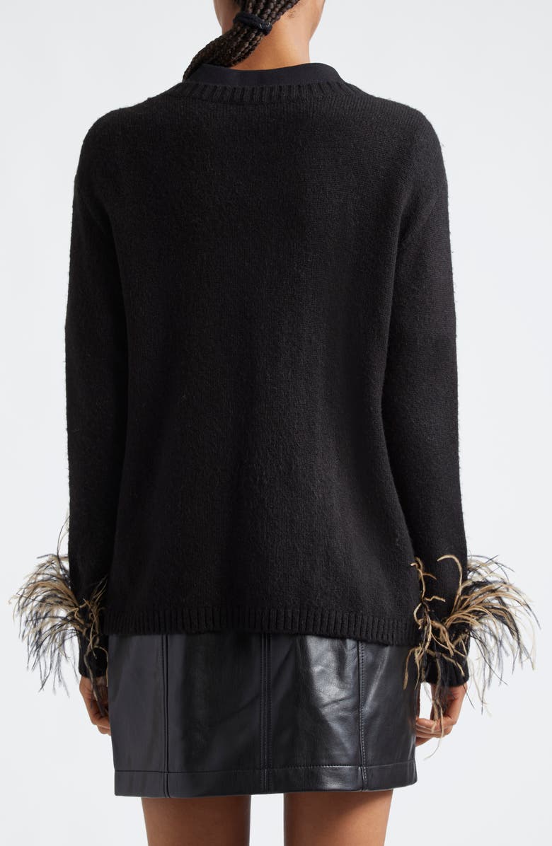 Cinq à Sept Dreama Marnie Feather Trim Cardigan, Alternate, color, Black Multi