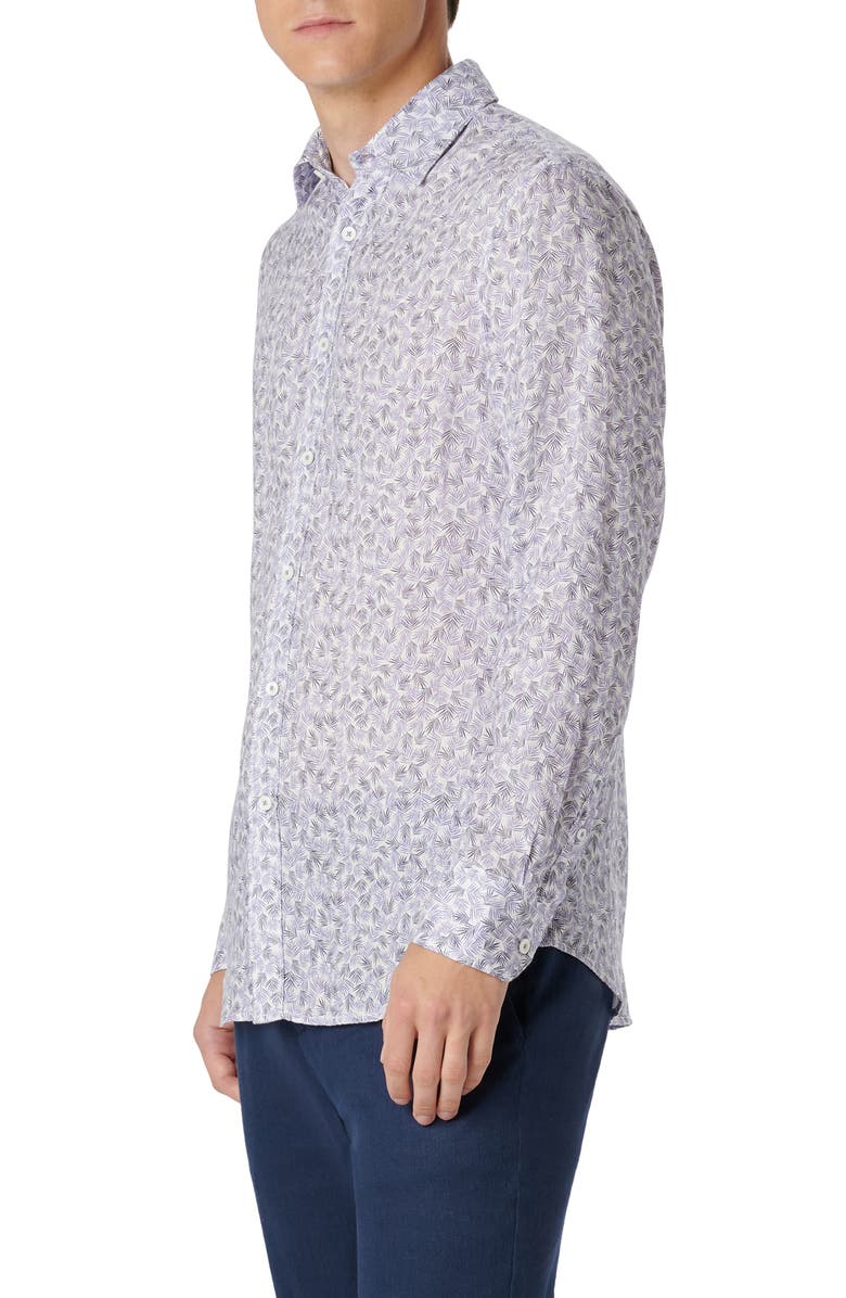 Bugatchi Julian Linen Shaped Fit Button-Up Shirt, Alternate, color, 