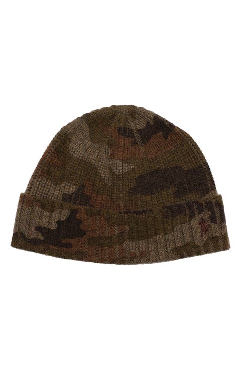 Camo Ribbed Wool Blend Beanie