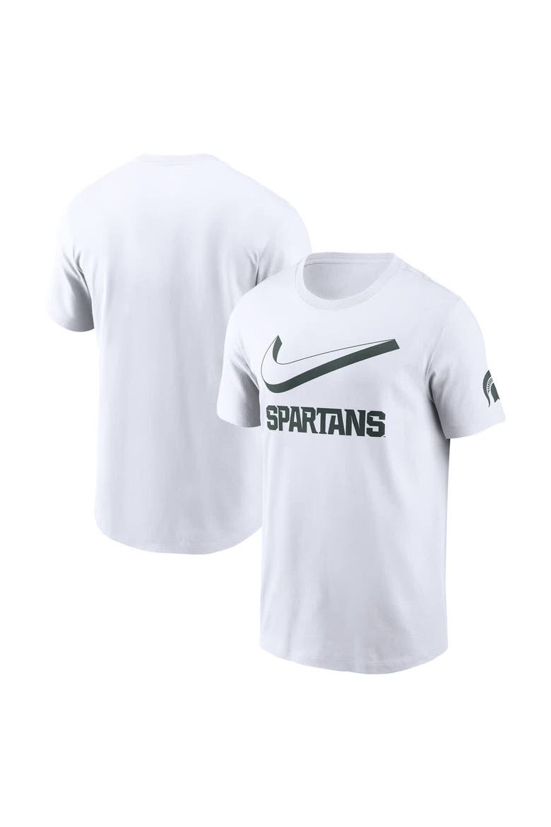 Men's Nike White Michigan State Spartans Primetime 2-Hit Swoosh T-Shirt, Main, color, White