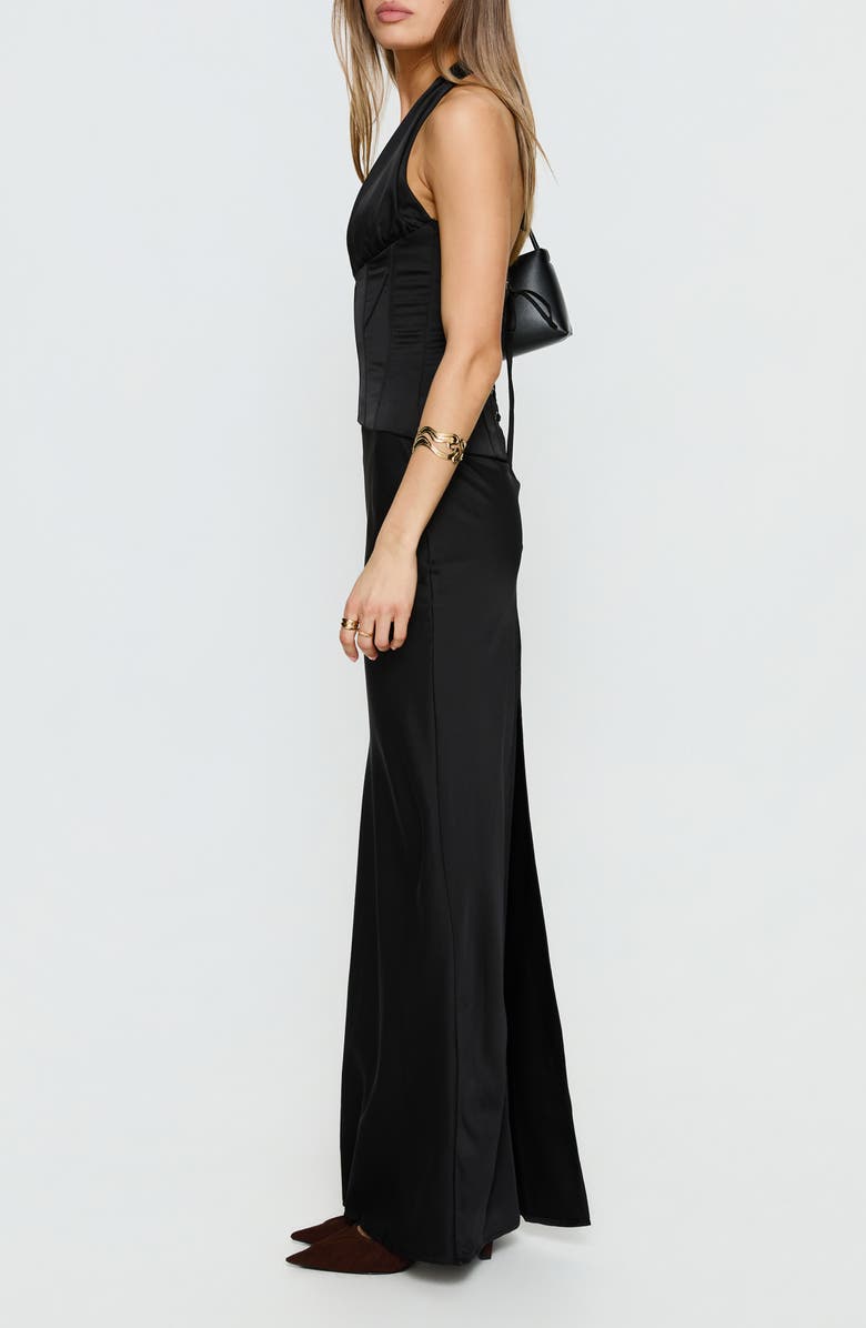 Princess Polly In a Trance Corset Halter Gown, Alternate, color, Black