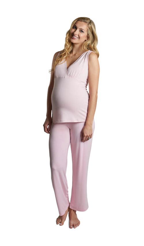 Everly Grey Analise During & After 5-piece Maternity/nursing Sleep Set For Mom & Baby In Pink