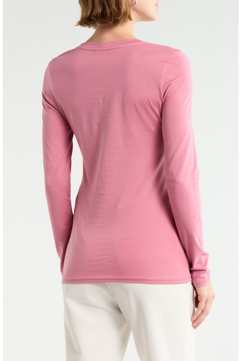Crewneck Long Sleeve Pima Cotton T-Shirt, Alternate, color, PINK HEATHER