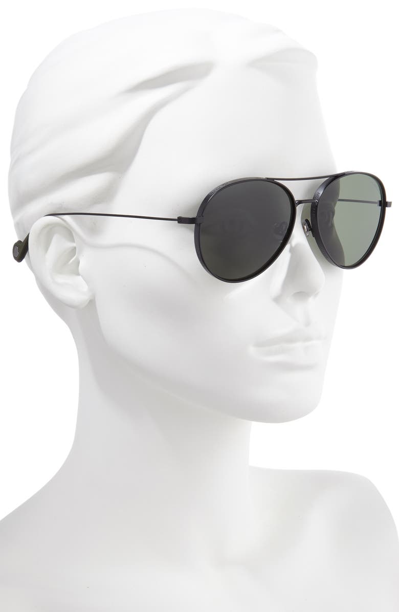 Moncler 57mm Polarized Aviator Sunglasses, Alternate, color,