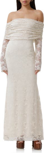 Thelma Off the Shoulder Long Sleeve Lace Maxi Dress