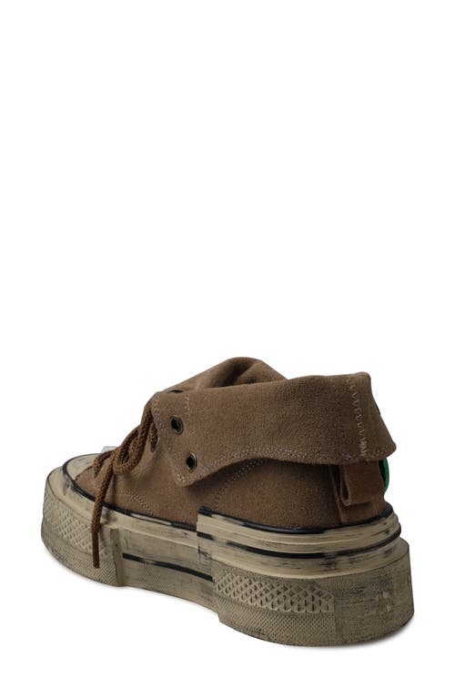 Zigi Distressed Platform Sneaker In Tan Suede