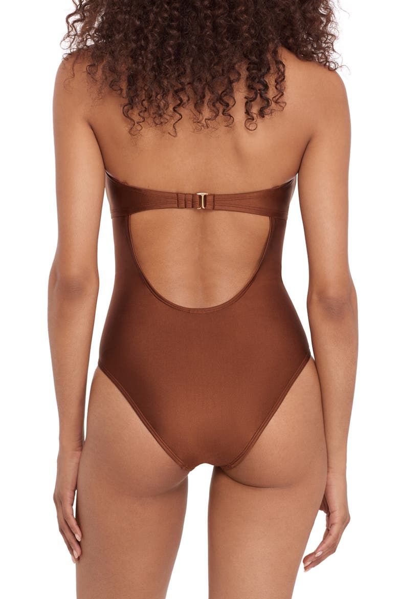 Open Back One-Piece Swimsuit, Alternate, color, OAK BROWN