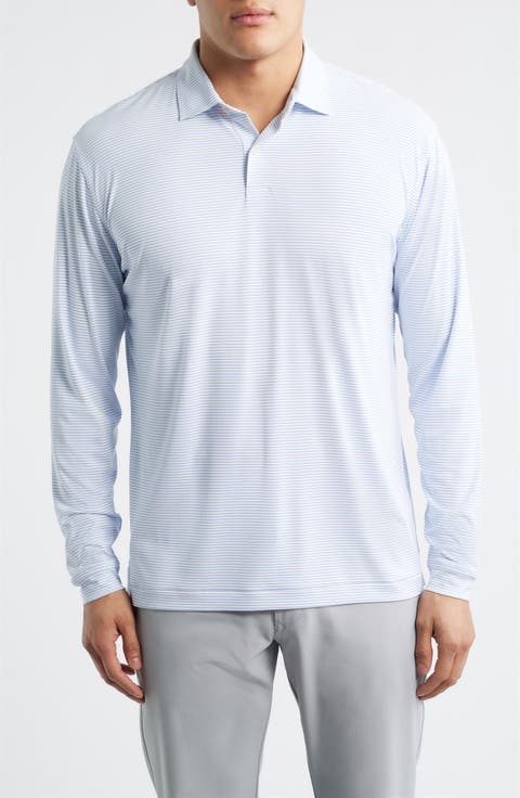Featherweight Stripe Long Sleeve Performance Polo