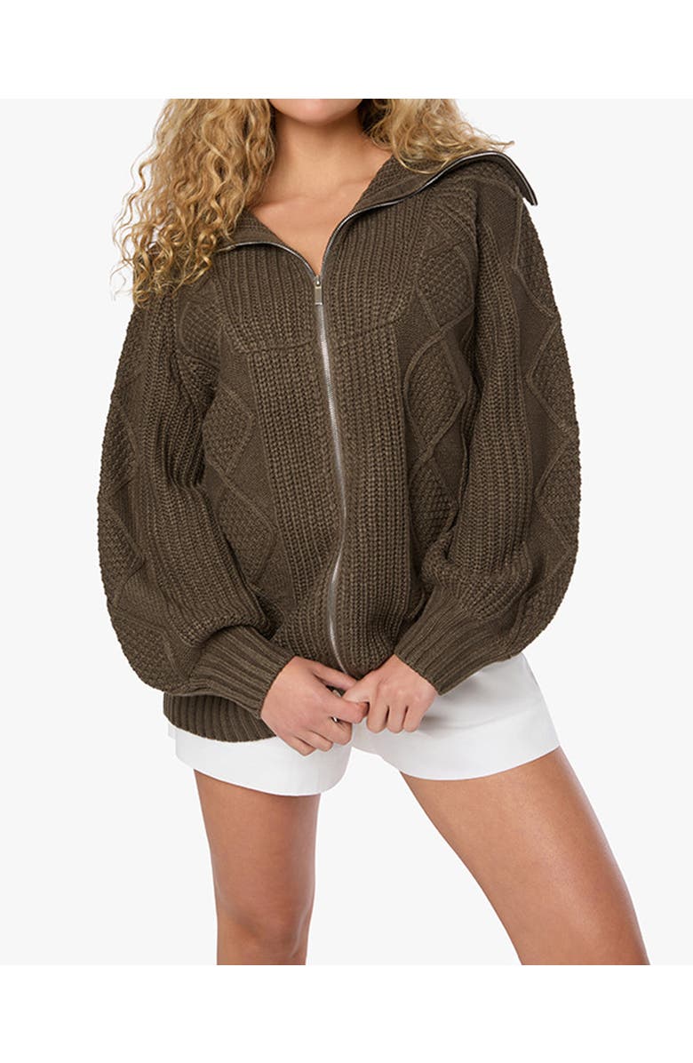 WeWoreWhat Chunky Cable Knit Zip Up Jacket, Main, color,